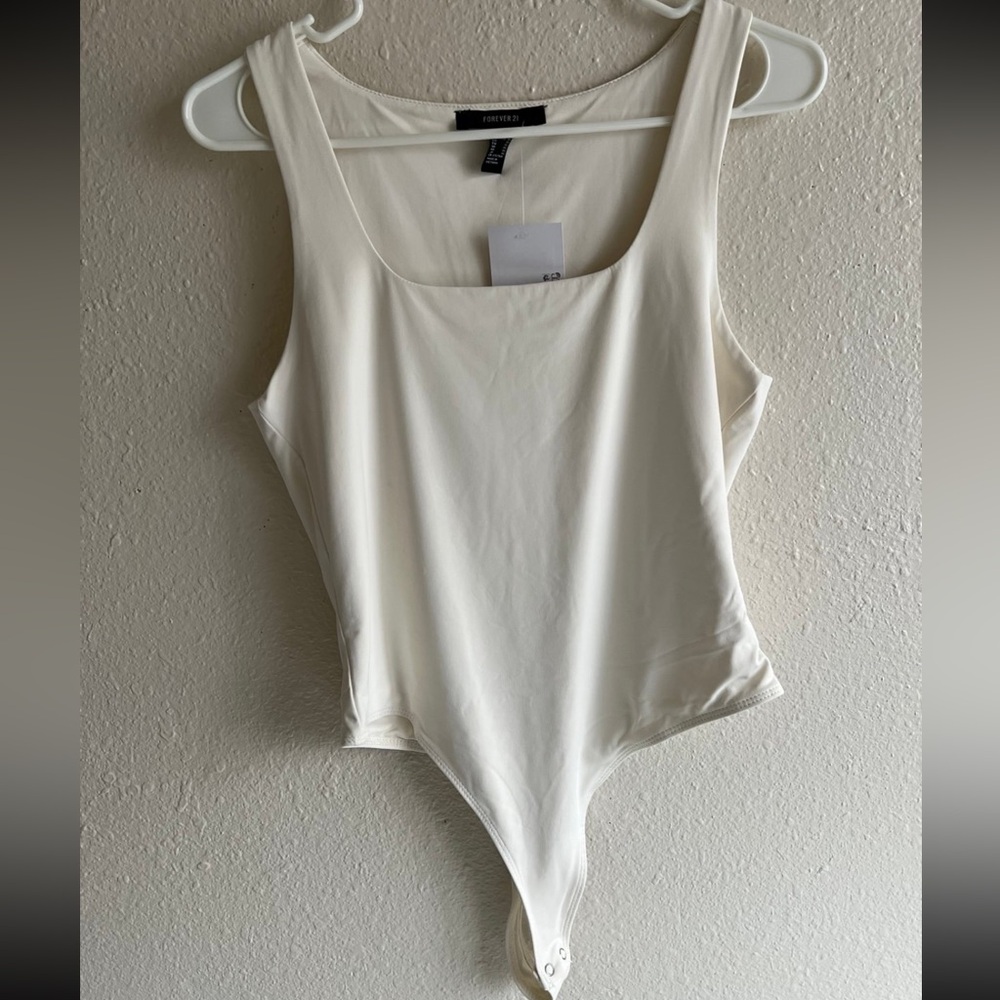 Forever 21 Cream Square Neck Bodysuit